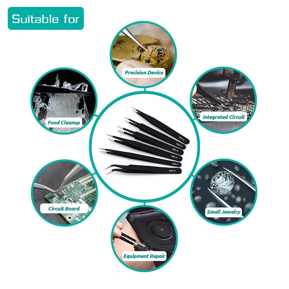 6 Stuks Precisie Pincet Set ES - Diy Electronics Soldering Kit recensie en prijs